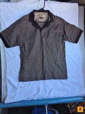 Cutter & Buck Men's Polo Short Sleeve 100% Cotton Size XL Brown Gray Textured